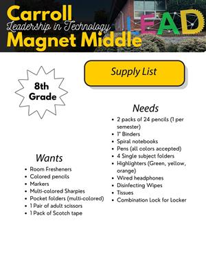8th Grade Supply List